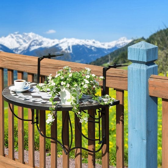 tectake - Balkontisch Hängetisch Mosaik - klappbar - schwarz/weiß - 402767