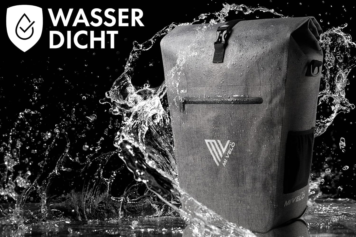 MIVELO Packtasche - Wasserdicht - 25L - Mit Laptopfach und Schultergurt - Grau