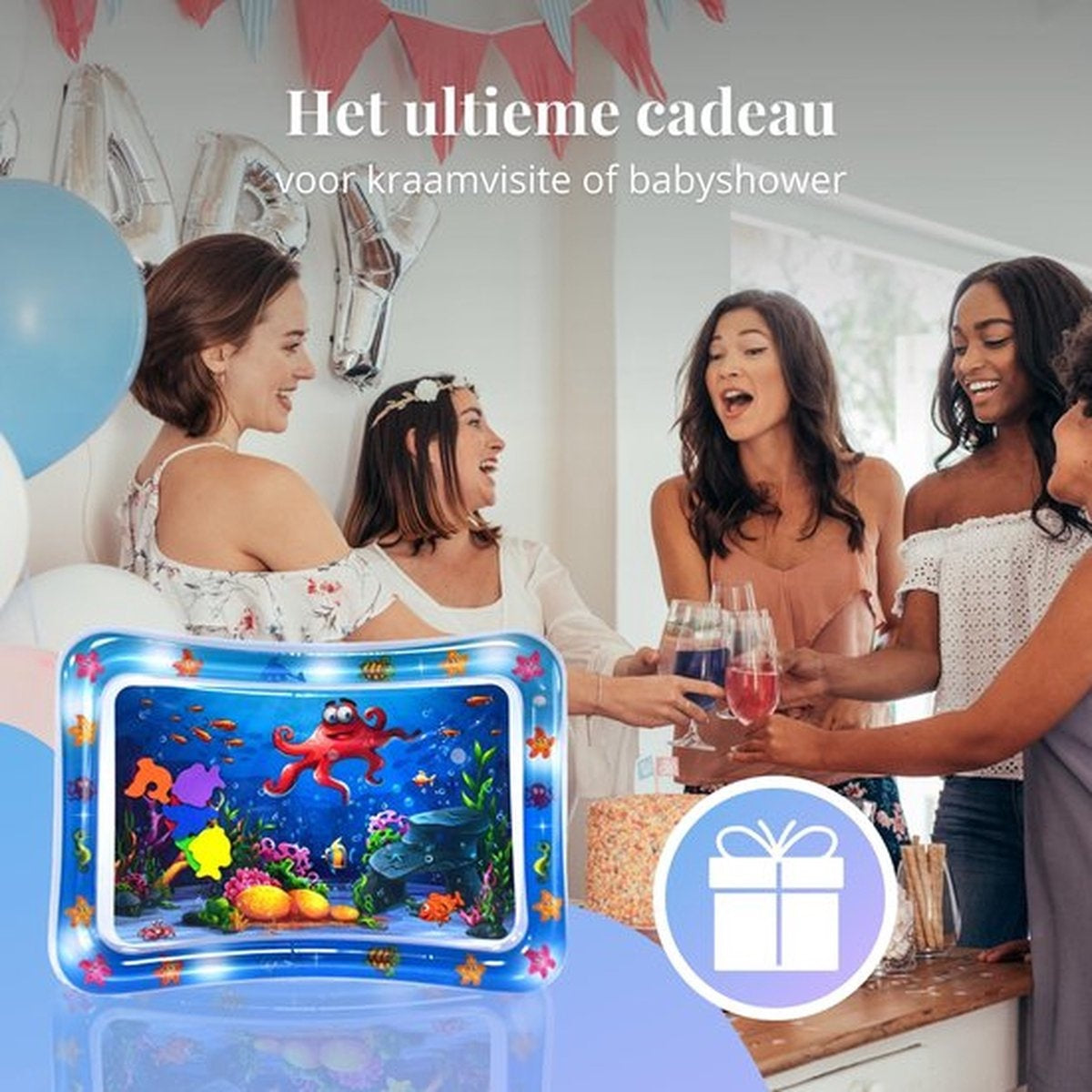 Tenify Wasser Spielmatte - Wasser Matte - Spielmatte - aufblasbar - Tummy Time - Baby Spielzeug 0 Jahr - Mutterschaft Geschenk - Blau