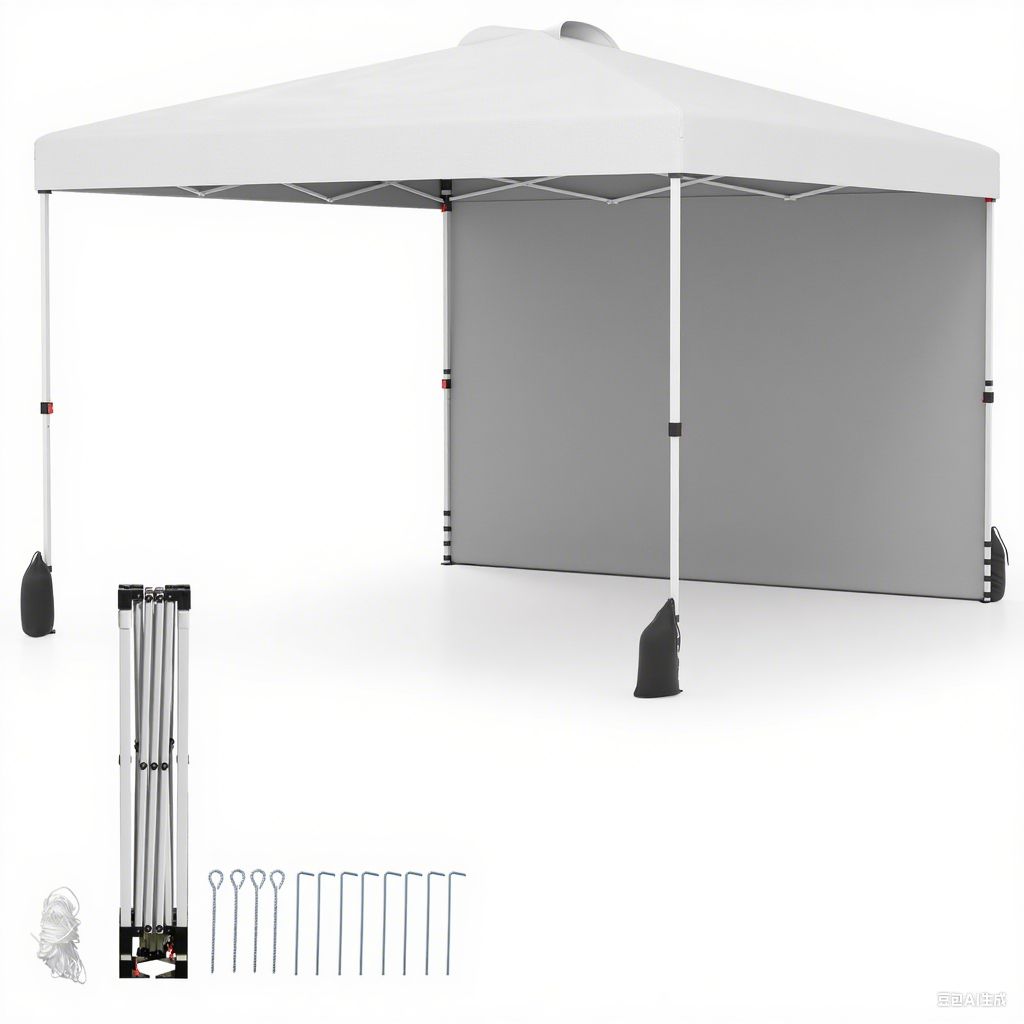 Coast Pop-up-Gartenpavillon – 3 x 3 m – abnehmbare Seitenwand – weiß