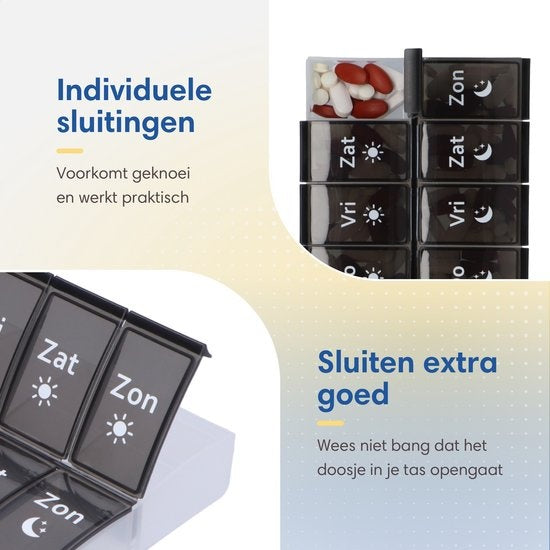SafeLife XL Medikamentenbox - 7 Tage Pillenbox - Morgen & Abend Fächer