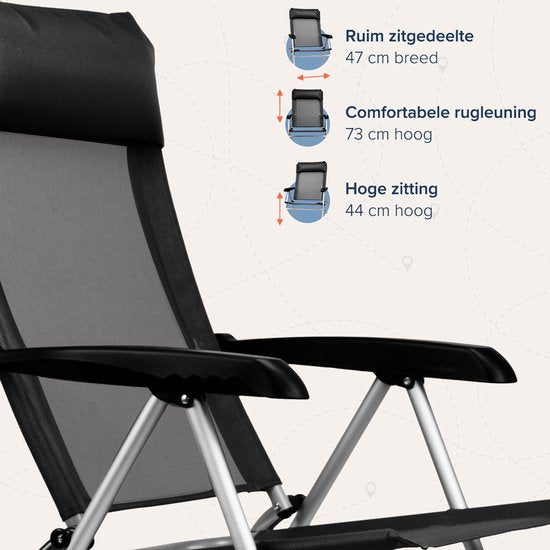 TRVLMORE Campingstühle - klappbar - 2er-Pack - 110KG Tragkraft - verstellbar - Klappstuhl - Angelstuhl - Campingstuhl - Klappstuhl - Schwarz