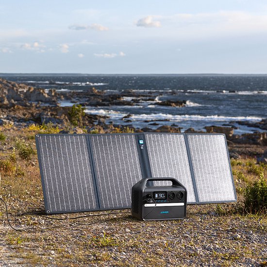 Anker 535 tragbare Stromversorgung, tragbarer Generator 512 Wh (PowerHouse 512 Wh), 500-W-Outdoor-Generator mit 7 Anschlüssen, 2 Wechselstromausgängen, 60-W-USB-C-PD-Ausgang und LED-Lampe für Camping, Wohnmobile, Notfälle und mehr
