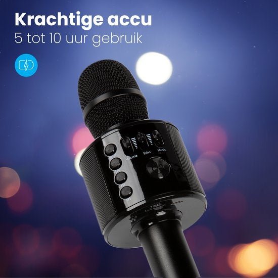 Auronic Karaoke-Mikrofon - Für Kinder und Erwachsene - Bluetooth - Drahtlos - mit Lautsprecher - Schwarz