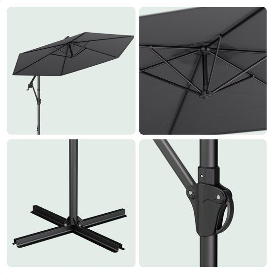 LifeGoods Schwimmender Sonnenschirm - Rund Ø300 cm - UPF 50+ und Wasserdicht - Dunkelgrau