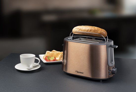 Bestron Toaster ATS1000CO – 1000 W – 7 Bräunungsstufen – 2 Toastschlitze für 2 Scheiben Brot – Kupfer – 5 Jahre Garantie