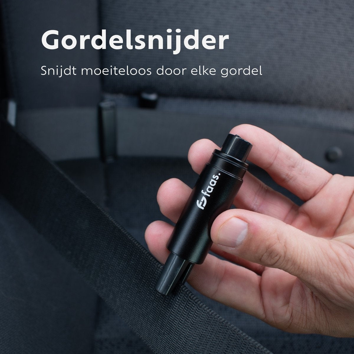 Saaf Mini Safety Hammer - Gurtschneider - Inklusive Testglas - Klebehalter - Notfallhammer - Schwarz