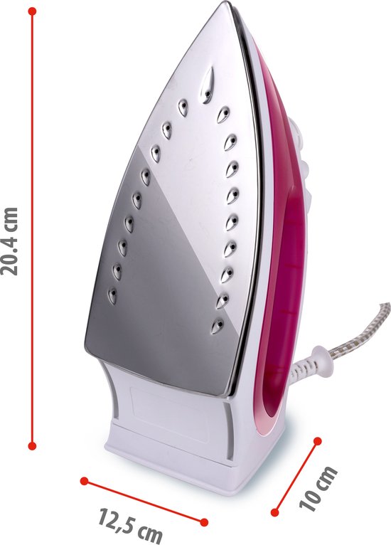 alpina Dampfbügeleisen - 2000 Watt - stufenlose Temperatur - Dampfstoß - Sprühfunktion - Edelstahlsohle - Pink