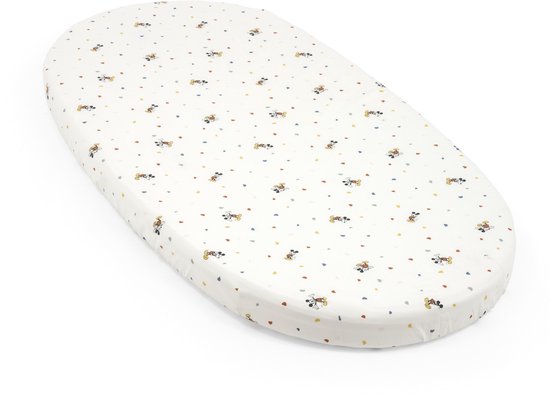 Stokke Sleepi Spannbetttuch, Mickey Celebration – weiche Bettwäsche für süße Träume – speziell für das Stokke Sleepi-Babybett – 100 % feine Baumwolle (Perkal) – waschbar