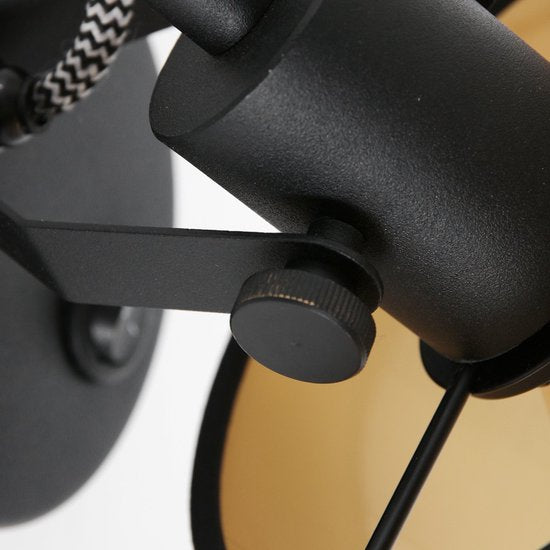 1 Spotlampe Ornoir 3333ZW, schwarz mit goldfarbenem Lampenschirm – dreh- und neigbar – Metall und Textil – Mexlite – modern – für den Innenbereich