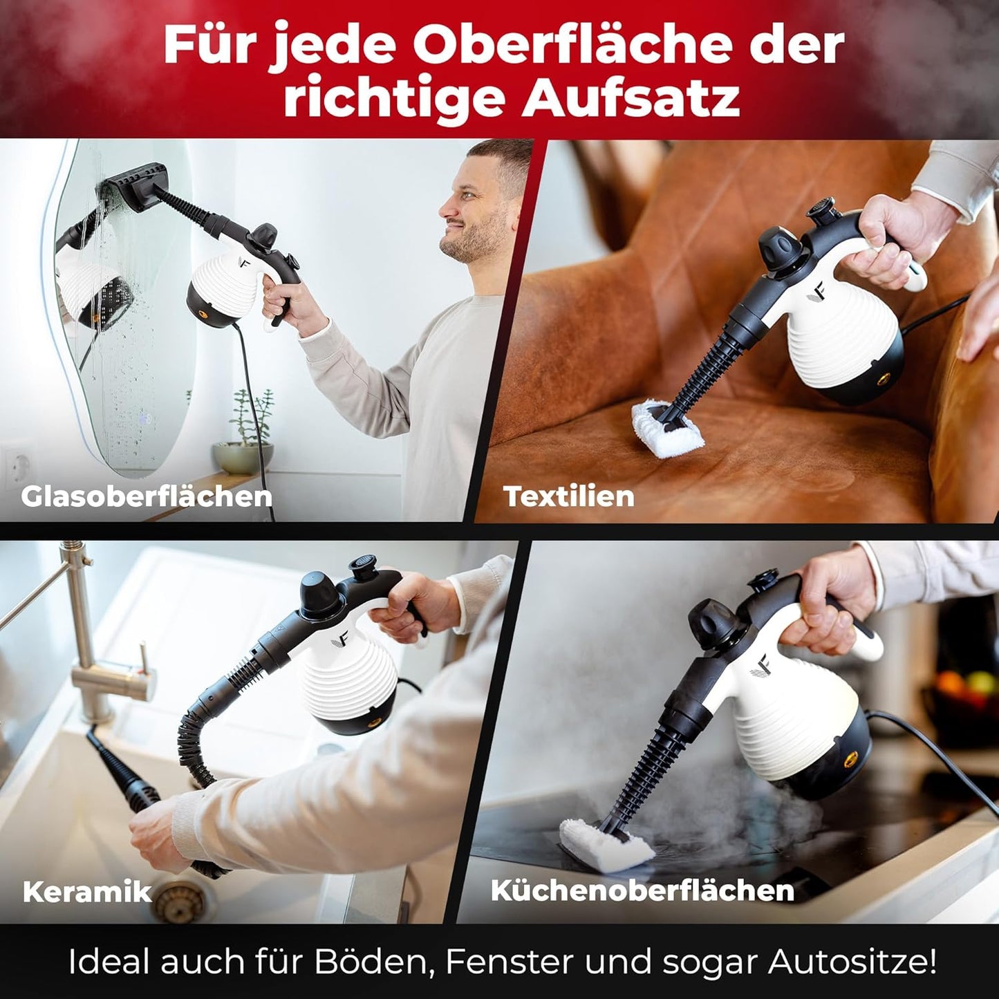 Neighbour's Friend - Dampfreiniger – Leistungsstark - 3,5 Bar - 4m Kabel - 350ml Tank - schwarz/weiß