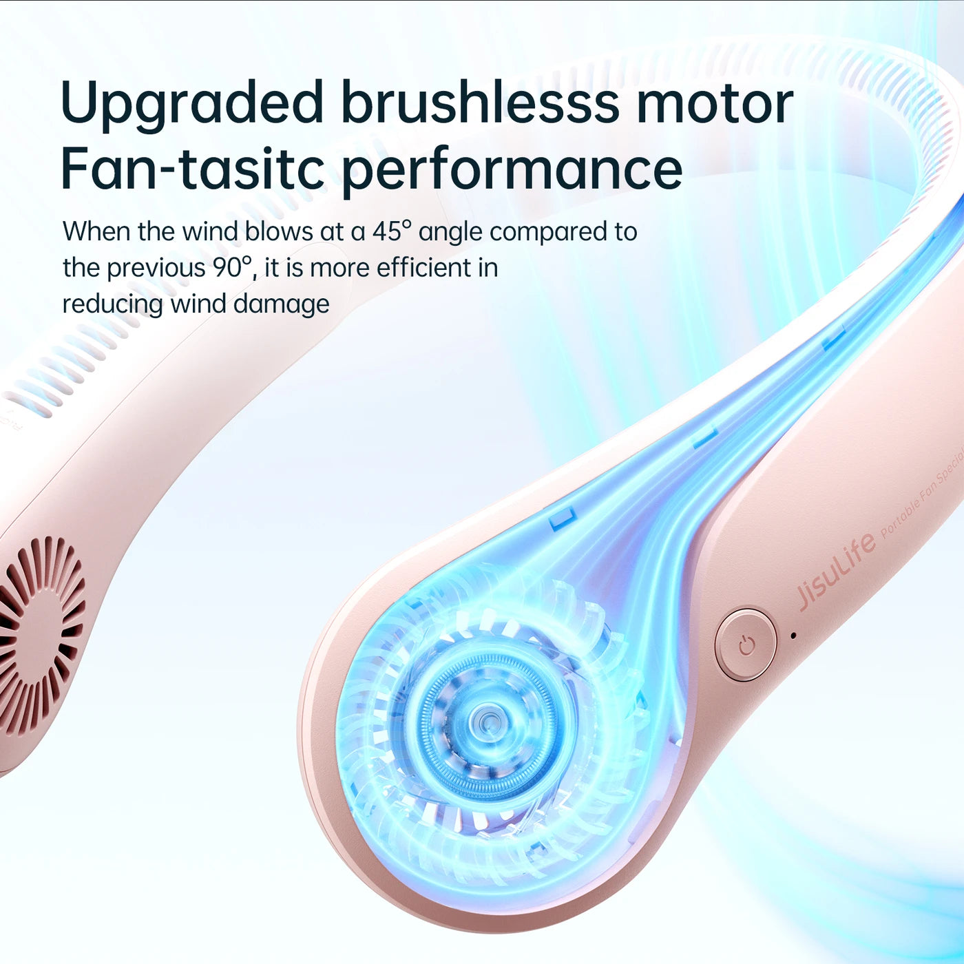 Jisulife Halsventilator Life 3 – Rosa – ohne Flügel – 5 Stufen – 4000 mAh – bis zu 16 Stunden – 78 Lüftungsöffnungen – 253 g