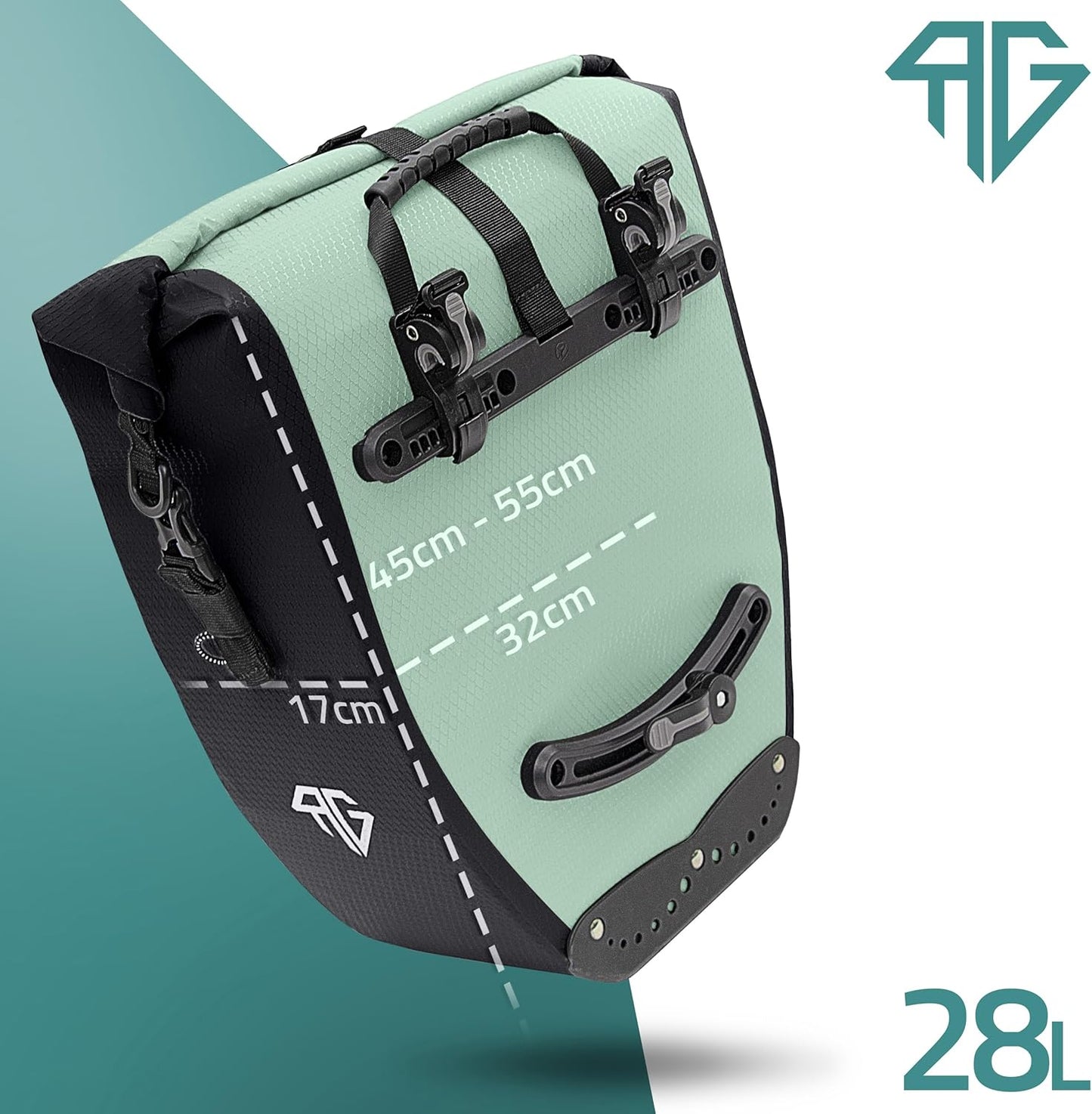 RADGEIST Gepäckträgertasche für Fahrradträger Set - 2X Tasche für Fahrradträger - Gepäcktasche wasserdicht & Umhängetasche - Gepäckträgertasche mit Reflektoren