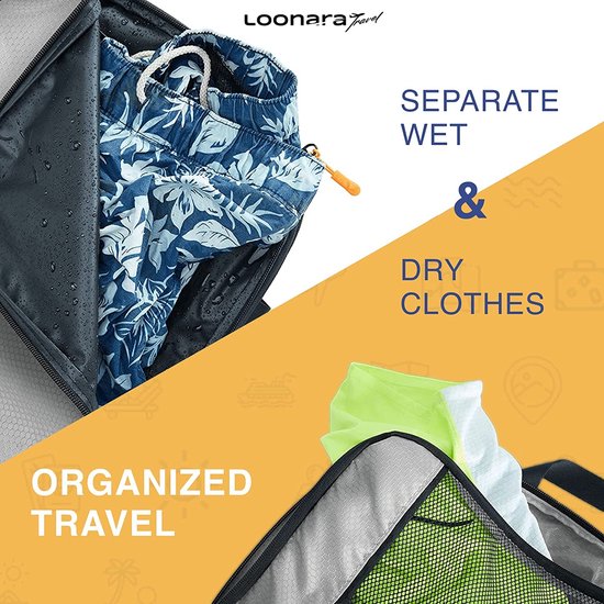 Packwürfel mit Kompression für Koffer und Rucksack mit Packsack, grau