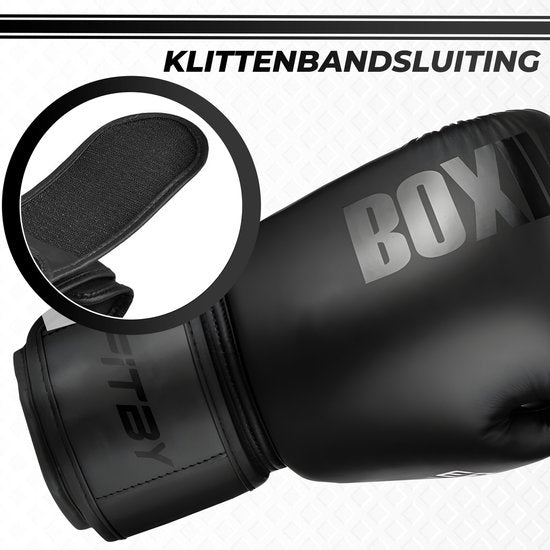 Fitby Boxhandschuhe - Kickboxhandschuhe - Boxhandschuhe - Kinder-Boxhandschuhe - Schwarz - 8 oz
