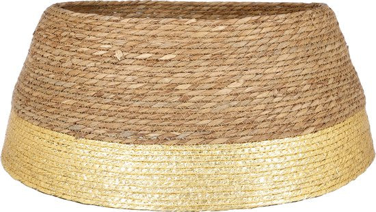 House of Seasons Weihnachtsbaumschürze - H26 x Ø58 cm - Seegras - Gold