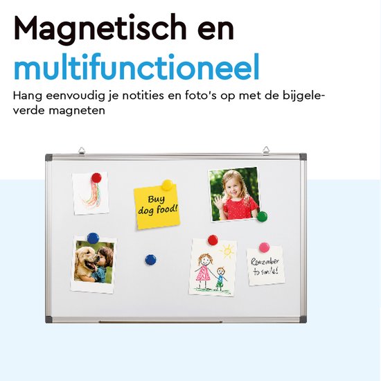 BRASQ Whiteboard 60x90 cm magnetisch - mit Zubehörset (Marker, Radiergummi, Magnete) - Tafel - Magnetische Tafel - Weiß