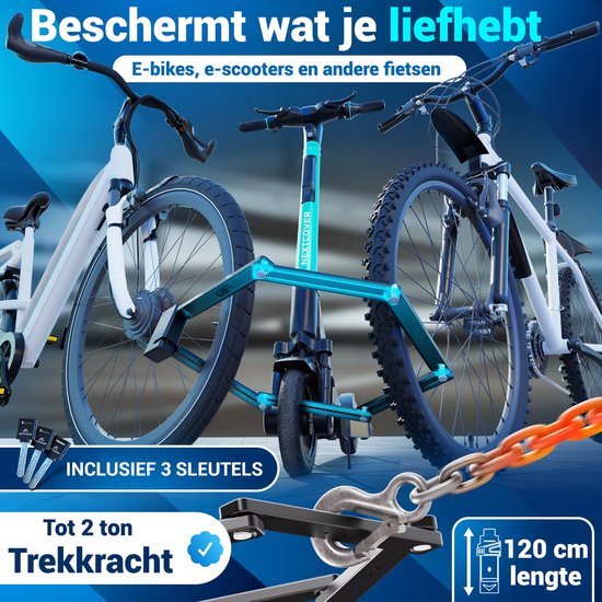 Nextcover Faltschloss 120cm FoldOne | Fahrradschloss mit drei Schlüsseln | Fahrradschloss mit Halterung | Schloss für Fahrräder, E-Bikes, E-Scooter | SteelSecure Technology 3.0