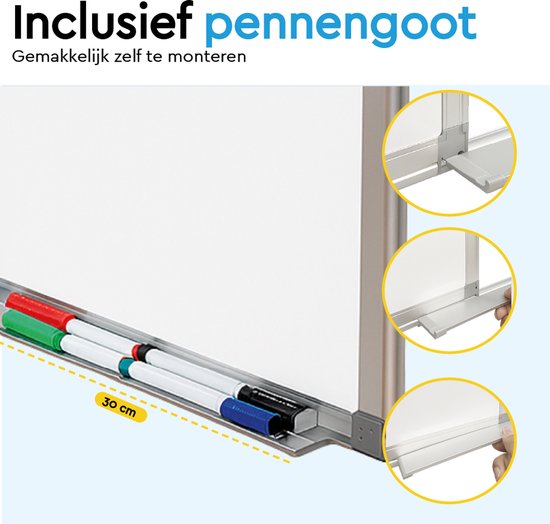 BRASQ Whiteboard 60×45 cm magnetisch - mit Zubehörset (Marker, Radiergummi, Magnete) - Tafel - Magnetische Tafel - Weiß