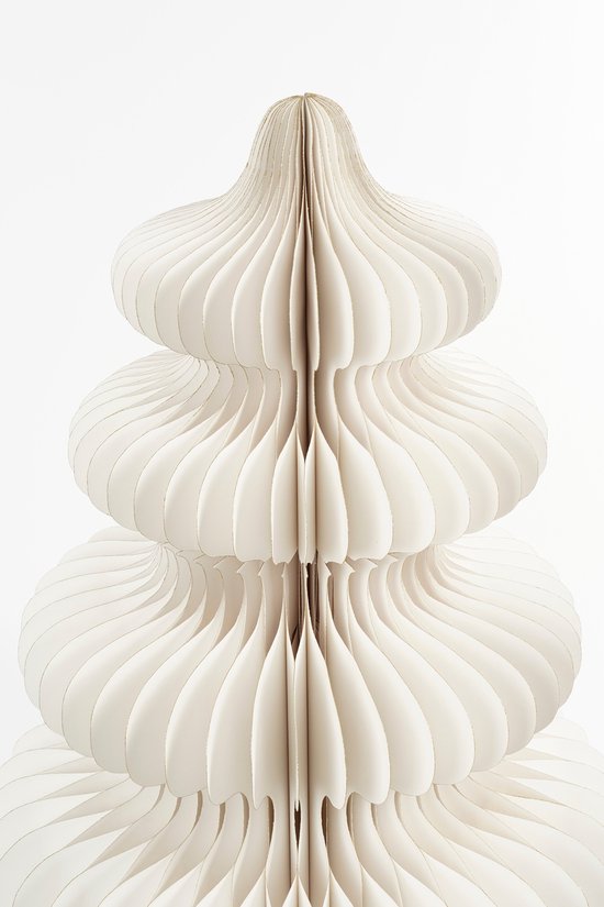 Mica Decorations Papier-Weihnachtsbaum – Zusammenklappbarer künstlicher Weihnachtsbaum – H 152 x Ø 104 cm – Weihnachtsdekoration – 100 % FSC – Weiß