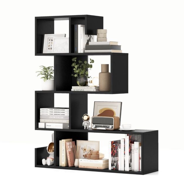Coast S-förmiges Bücherregal mit 5 Ebenen – 80 x 22 x 100 cm – Schwarz