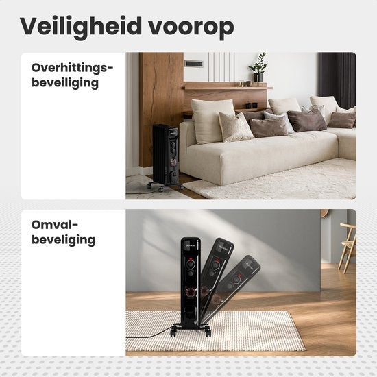 Auronic Ã–lradiator - Elektrische Heizung - Thermostat - Timer - 3 Stufen - bis zu 1500W - Schwarz