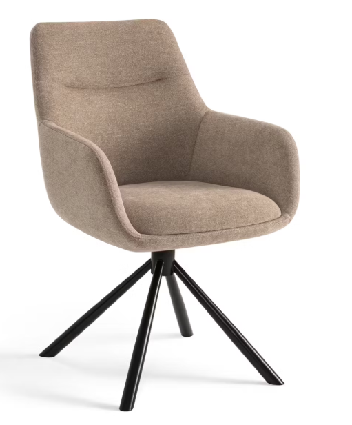 Criks Design Esszimmerstuhl Olivia Taupe - 53x66x87 cm - Drehsessel mit bequemem Stoffsitz