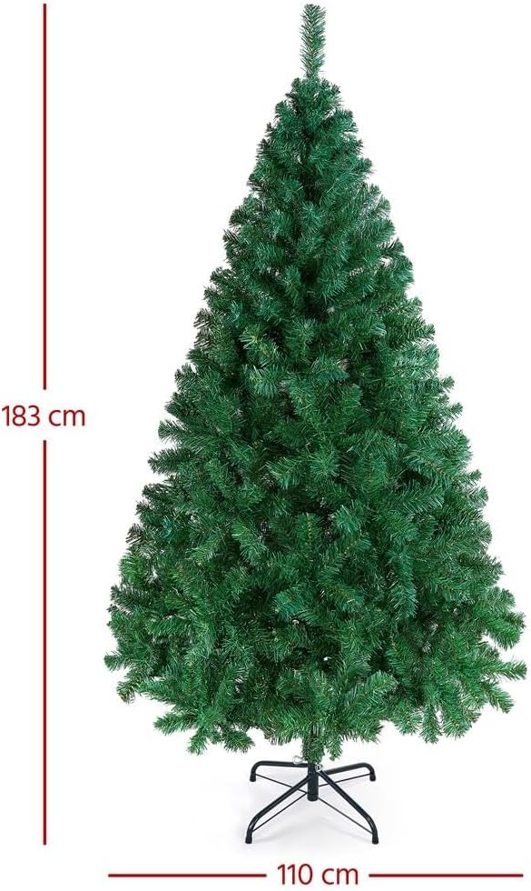 aheetech Kunstweihnachtsbaum – 182 x 93 x 93 cm – Grün – 528 Verzweigungen