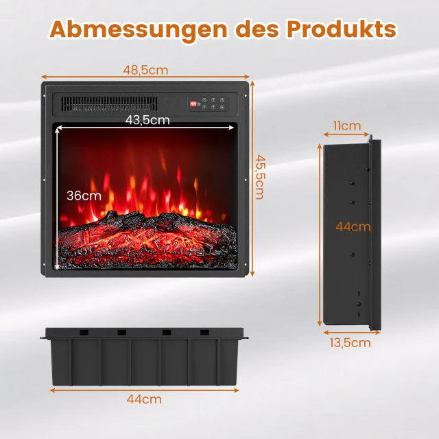 Coast Elektrokamin - 18 Zoll - Flamme - Heizung - Timer - Fernbedienung - Schwarz