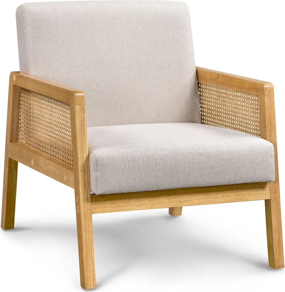 Yaheetech Sessel 65,5 x 71 x 74,5 cm – Beige – Gepolsterter Lounge-Sessel mit Rattan-Armlehnen