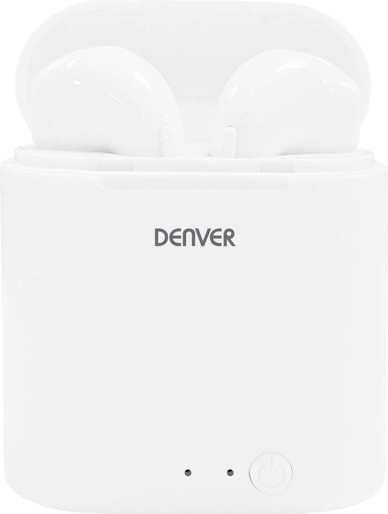 Denver TWQ-40 - Wireless Bluetooth earbuds - draadloos opladen via QI - Wit