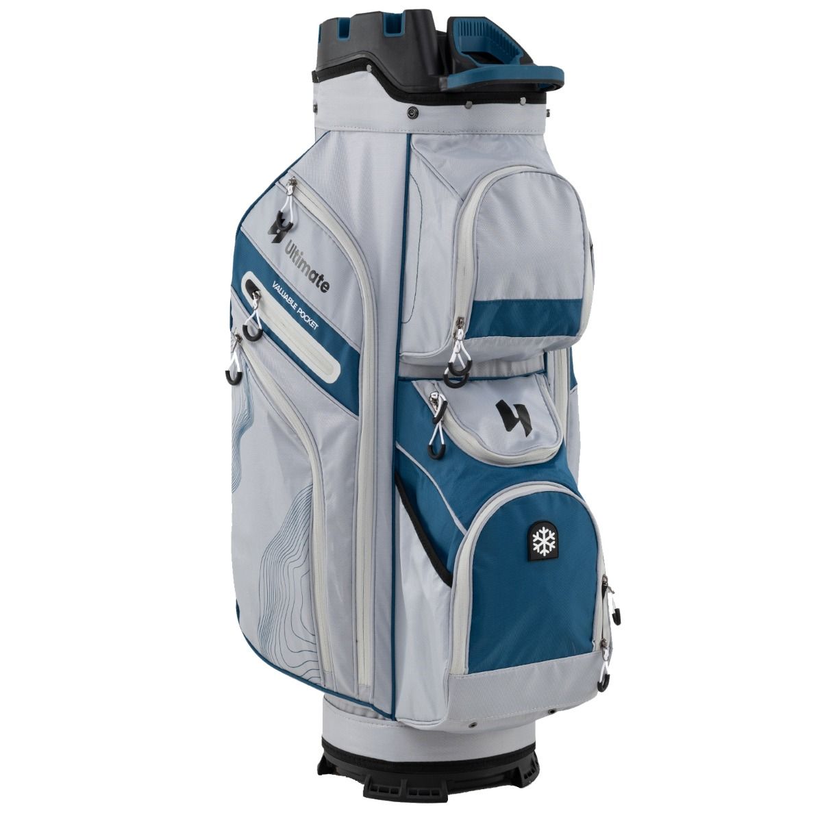 Coast Golf Bag mit 14 Fächern, 11 Taschen, Trageriemen und Regenschutz - leichte Golf Cart Bag - 34x24x90,5 cm - Marineblau