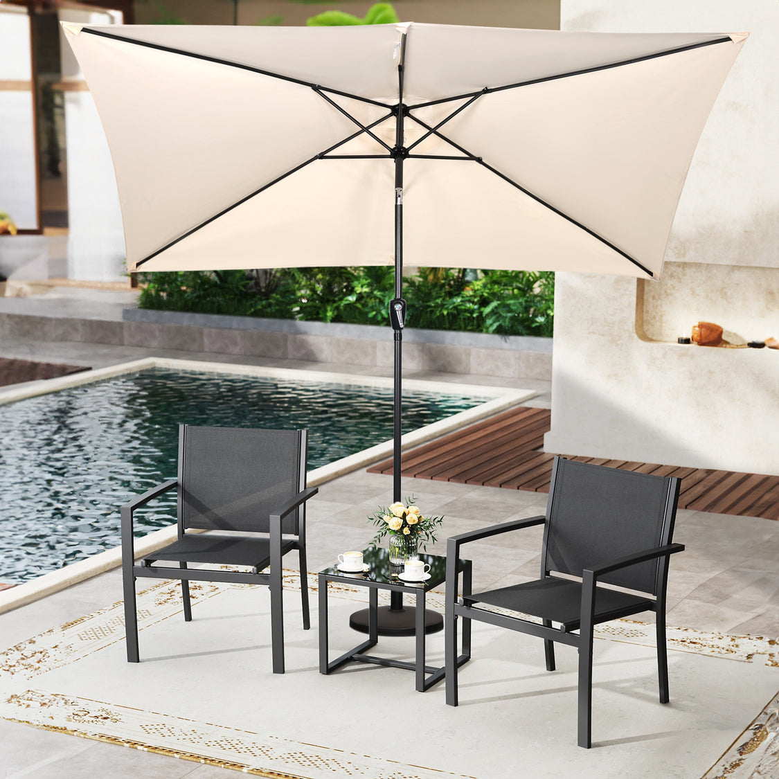 Angel Living Sonnenschirm - 3 x 2 m - Rechteckig - Beige