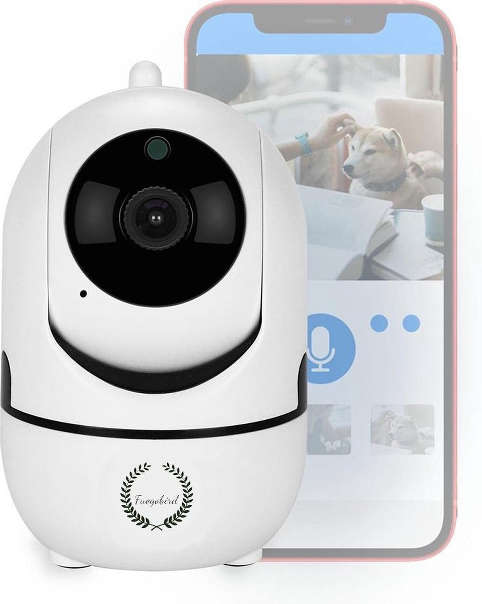 Fuegobird Sicherheitskamera - 1080P - 2.4G/5G WIFI - Bewegungs- und Tonerkennung - Weiß