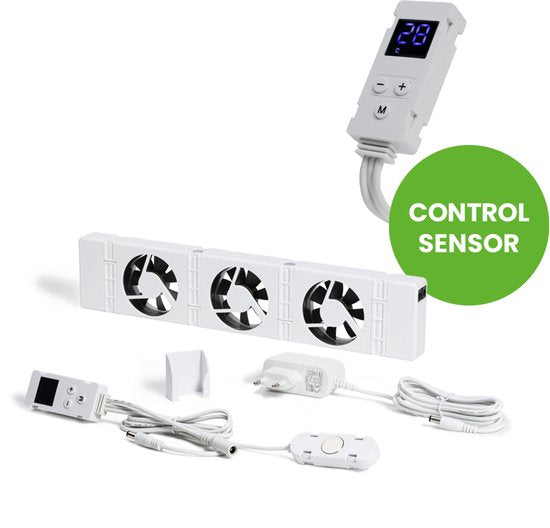 SpeedComfort Heizkörperlüfter - Mit Regelsensor - Mono-Set (1x) - Schnelleres Heizen - Bis zu 22% Energieeinsparung - Für Wärmepumpen - Mehrere Geschwindigkeiten - Einfach zu installieren - Flüsterleise - Weiß