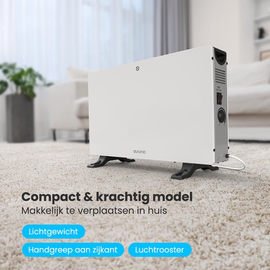 Auronic Konvektorheizung - 2000W - Elektrische Heizung - Schlafzimmer, Wohnzimmer oder Zuhause - Heizung - Weiß