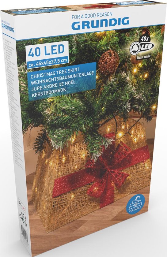 Grundig Weihnachtsbaumschürze - mit Weihnachtsbeleuchtung: 40x LED - faltbar - 45 x 45 x 27,5 Cm