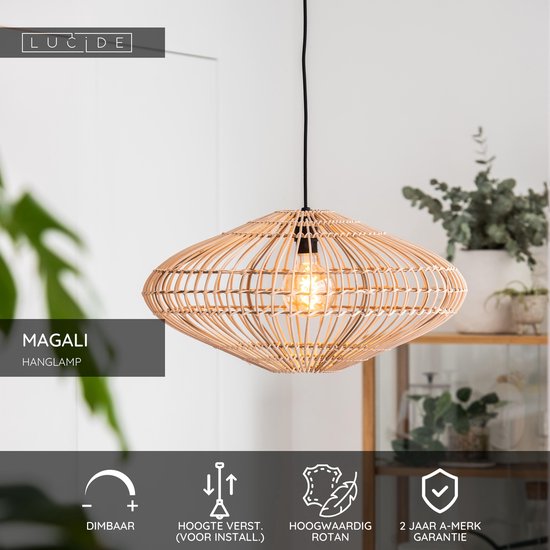 Lucide MAGALI - Hängeleuchte - Ø 56 cm - 1xE27 - Natur - Japandi