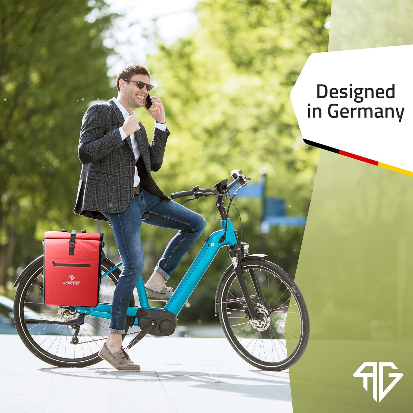 RADGEIST 3in1 Fahrradtasche für Gepäckträger - Fahrradrucksack - Tragetasche - Umhängetasche - mit Laptopfach - wasserdicht - 25L - rot