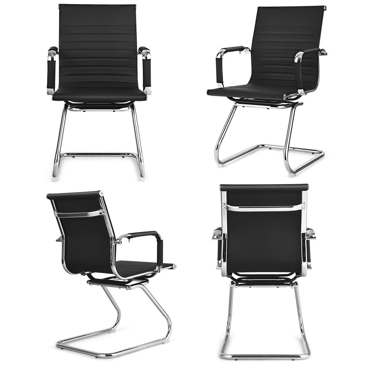 Coast Bürostühle - 2er-Set - PU-Leder - Max. 120 kg - Schwarz