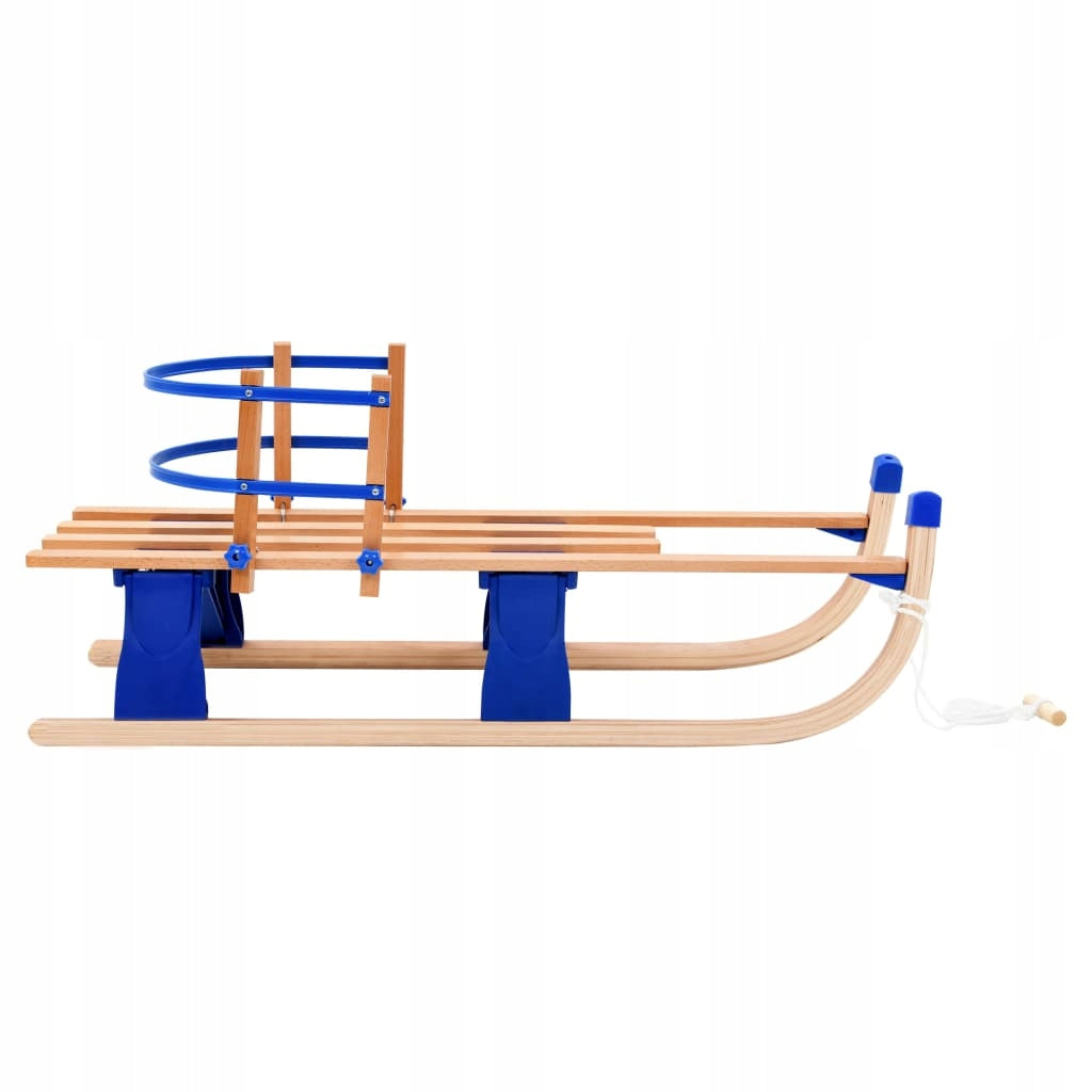 Woltu Holzschlitten, traditionell – blau – mit Rückenlehne