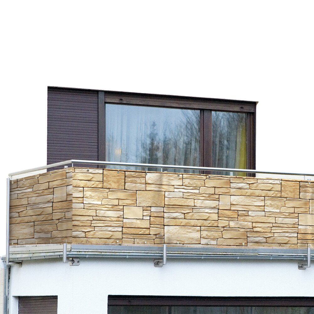 Maximex Balkonvorhang mit Wandmotiv – 85 x 500 cm – UV- und witterungsbeständig