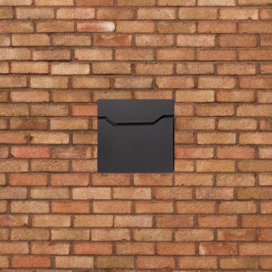 BRASQ Briefkasten Premium Schwarz - Wandbriefkasten - Inkl. Montagematerial & 2 Schlüssel - mit Zeitungsfach und Schloss - Edelstahl