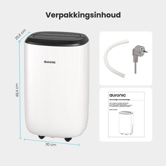 Auronic Luftentfeuchter und Luftreiniger - Pro Plus Serie - Schlafzimmer und Wohnzimmer - Entfeuchtet 12L pro Tag im Haus - Waschtrockenfunktion - Weiß