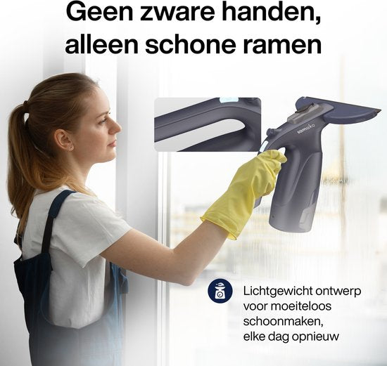Elektrischer Fensterwischer CrystalClear - Fensterreiniger USB aufladbar - Scheibenwascher mit herausnehmbarem Behälter - Sprühfunktion - Inklusive 2 Mikrofasertücher - Samako