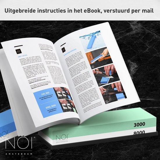 NOI Amsterdam - Luxuriöser doppelseitiger Wetzstein - Messerschärfer - Wetzstein - 240/800 3000/8000 - Küchenzubehör