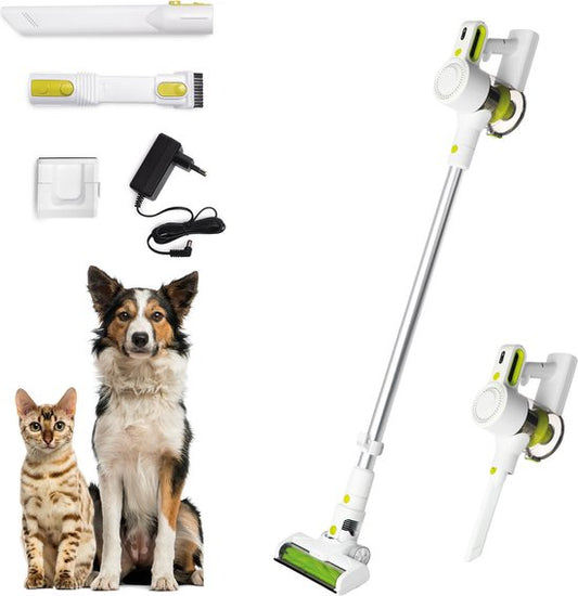 BREND BR-2214 Kabelloser Handstaubsauger mit LED-Beleuchtung - Dreifachfilter nimmt 99,5% Feinstaub auf - Weiß/Grün