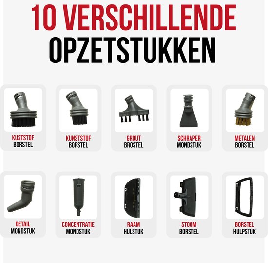 DistinQ Dampfreiniger für Kleidung, Sofa und Boden - Handdampfreiniger Teppichreiniger - Dampfer - 10 Aufsätze - 1300 Watt