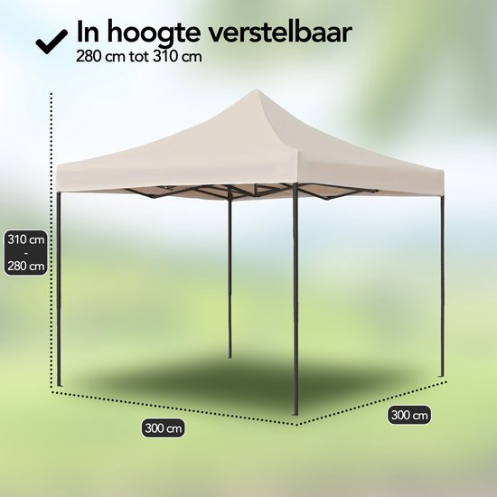 Brixy Partyzelt - faltbar - leicht aufbaubar - 3x3m - wasserdicht - Pavillon - inkl. Tragetasche - Creme