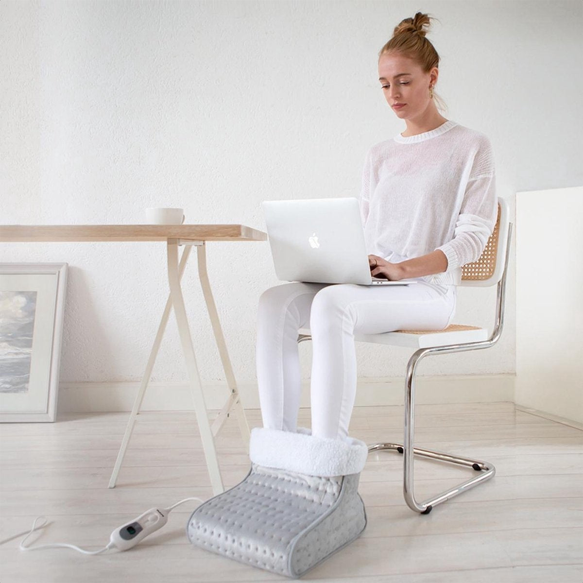 Auronic Elektrischer Fußwärmer - mit Timer und Ãœberhitzungsschutz - 100W - Erwachsene - Grau